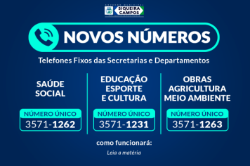 Novos telefones das secretarias e departamentos do Governo Municipal