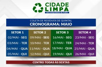 Calendário da Coleta de Resíduos de Quintal