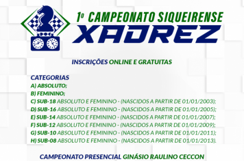 1º Campeonato Siqueirense de Xadrez - saiba mais