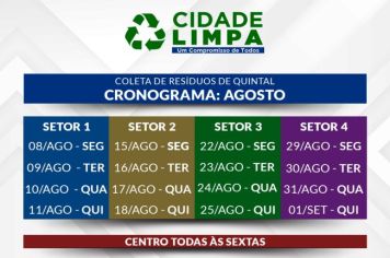 Calendário da Coleta de Resíduos de Quintal