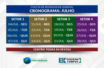 Calendário da Coleta de Resíduos de Quintal