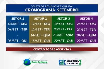 Calendário da Coleta de Resíduos de Quintal