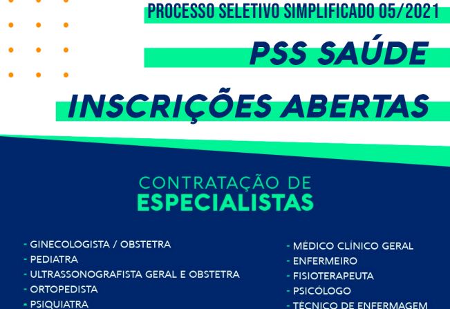 Inscrições abertas para PSS da Saúde