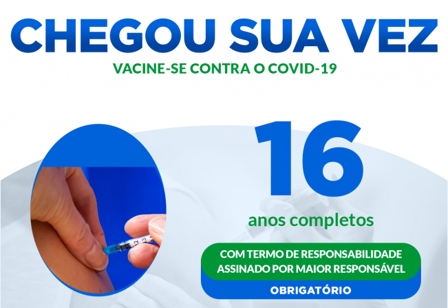 Adolescentes de 16 anos ou mais podem se vacinar