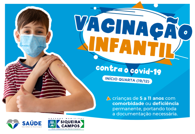 Vacinação contra a COVID-19 em crianças começa nesta quarta.